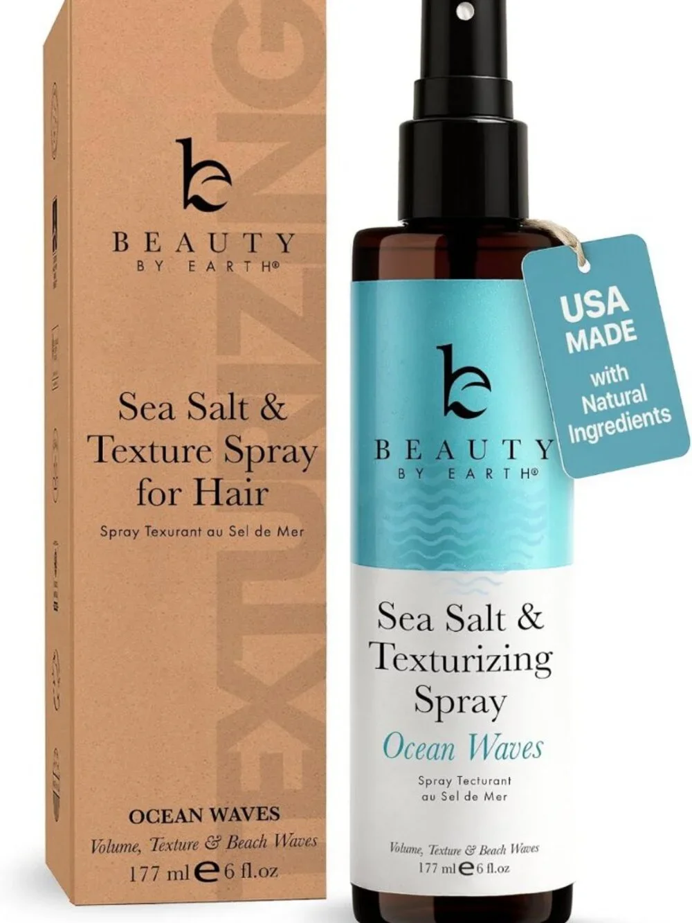 Aloe-Infused Sea Salt Spray for Beach Waves, Texture & Volume, Natural